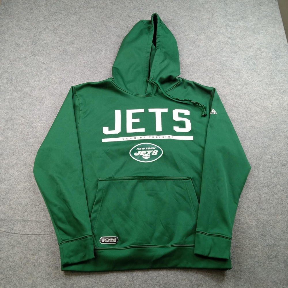 New York Jets Hoodie Sweatshirt Mens Medium Green‎ NFL Football Pullover New Era
